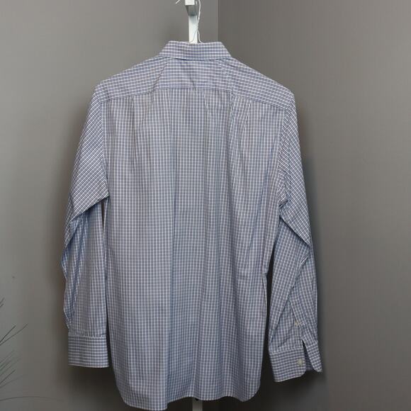 J.Crew Thompson Shirtings Wrinkle Free Blue Check Dress Shirt Men’s M - Picture 2 of 3